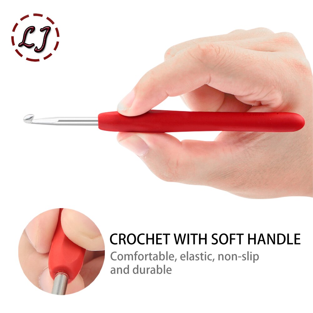 New Crochet Hook 2.5-6.0mm Aluminum Crochet Needles With Colorful Soft Rubber Grip Cushioned Handles Knitting Needles