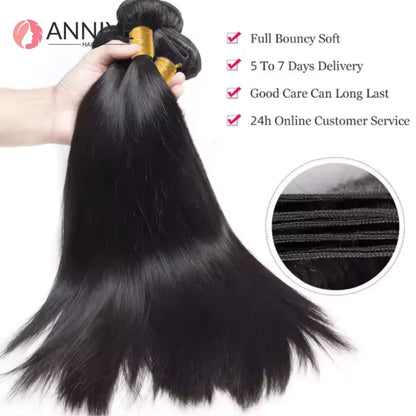 Straight Bundles Human Hair Brazilian Human Hair Bundles Remy Extensions 1/3/4 Bundle Raw Hair Extensions Wholesale Long Hair