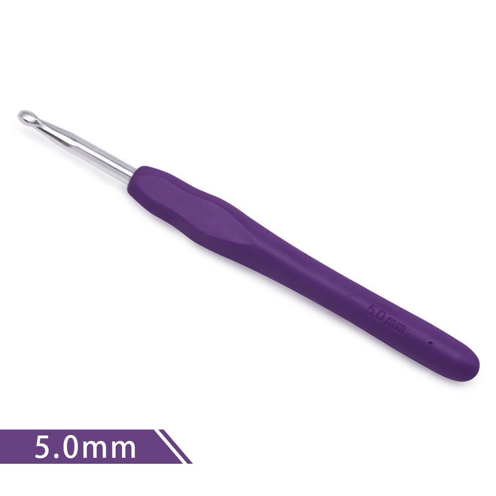 New Crochet Hook 2.5-6.0mm Aluminum Crochet Needles With Colorful Soft Rubber Grip Cushioned Handles Knitting Needles