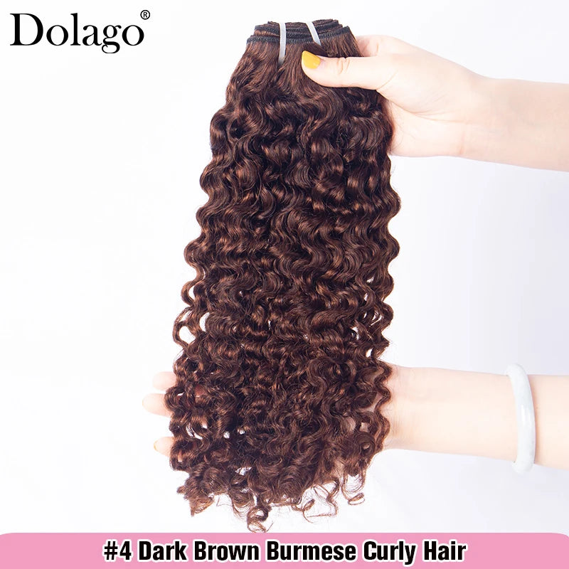 Dark Brown Bundles Human Colored Hair Brown Human Hair Bundles Burmese Curly Bundles Raw 3 Bundle Deals Human Hair
