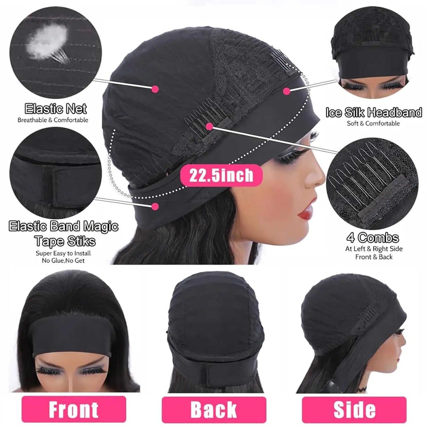 Kinky Curly Headband Human Hair Wig Glueless Wear and Go Headband Wig Human Hair Wig Deep Curly Human Hair Wig for Black Women