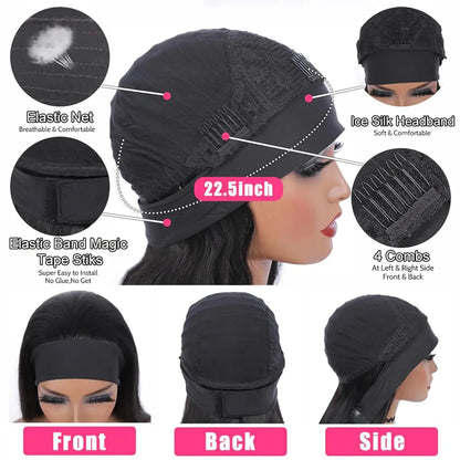 Kinky Curly Headband Human Hair Wig Glueless Wear and Go Headband Wig Human Hair Wig Deep Curly Human Hair Wig for Black Women