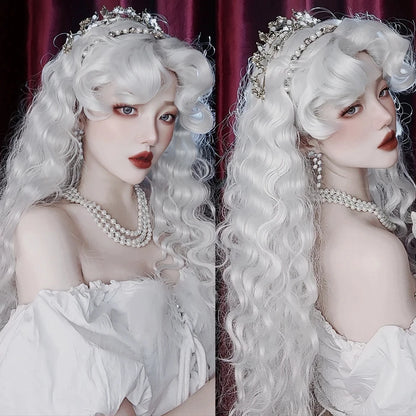 Long Wavy Wave Ombre Black Brown Purple Cosplay Wigs Heat Resistant Synthetic Wigs Middle Part Natural Lolita Wigs For Women