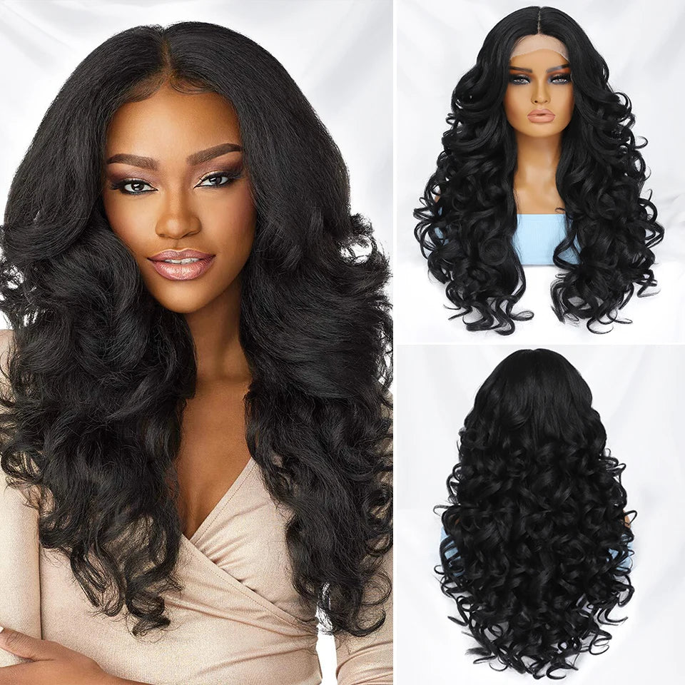 Black Brown Curly Wig Synthetic Lace Front Wigs For Women Blonde Orange Female Lace Wig 13X4X1 Cosplay Hair Daily Use