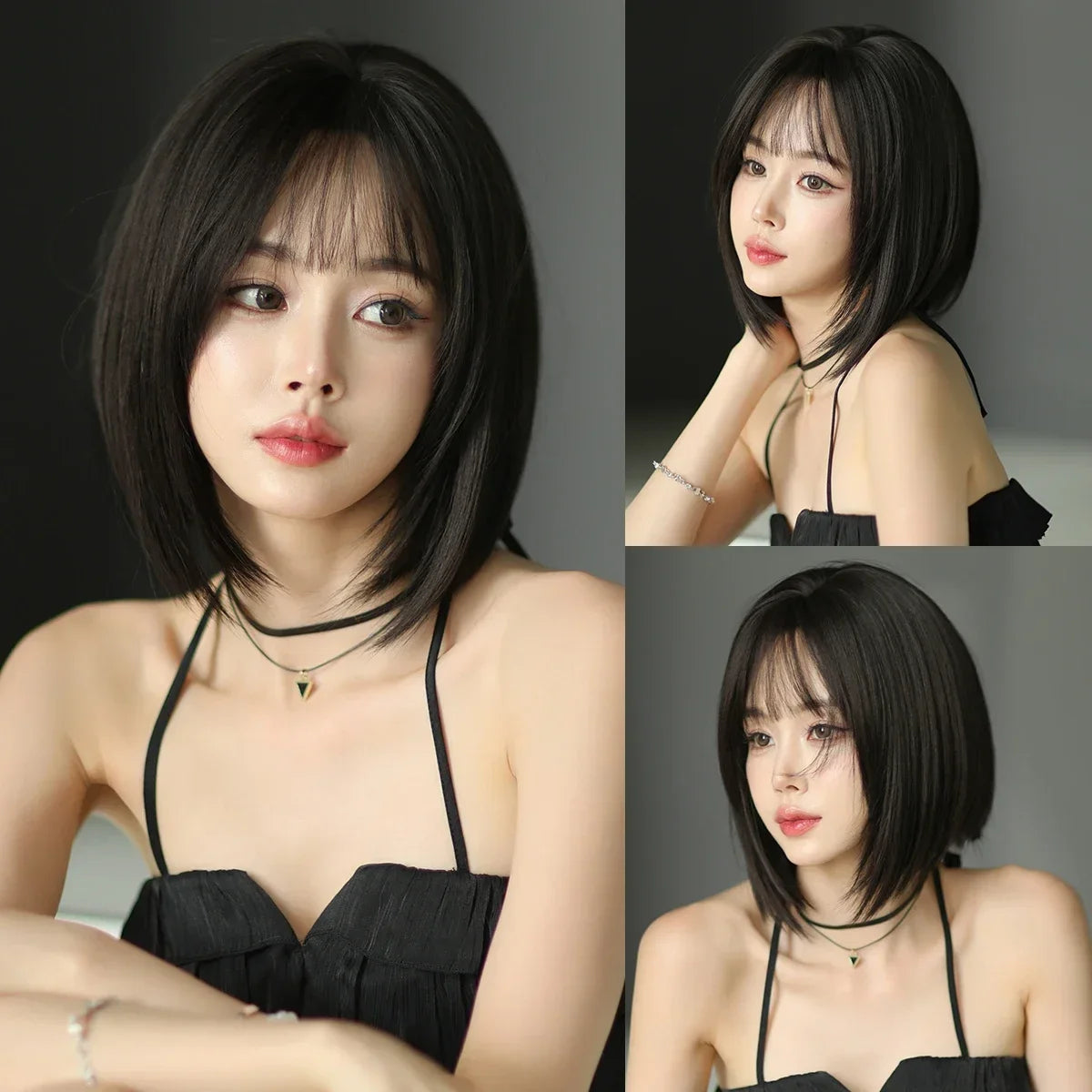 NAMM High Density Synthetic Middle Part Blonde White Wig For Women Daily Short Wavy Bob Wigs With Curtain Bangs Glueless Wig