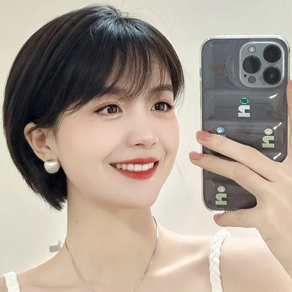 100% Human Hair Short Wig with Bangs Fashionable Women Natural Looking Black Hairpiece Breathable Cap Wig for Daily Wear Cosplay