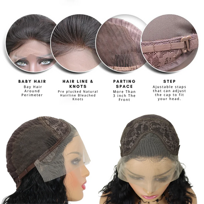 Black Long Curly Lace Front 13*3 Wigs for Black Women Long Deep Wave Synthetic Wigs with Baby Hair Heat Resistant Fiber Glueless