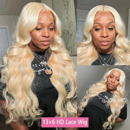 30 36 Inch 613 Human Hair Wig 13x6 Hd Lace Frontal Wig Body Wave Lace Front Wig Honey Blonde Human hair For Women 180% Density