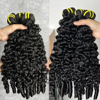 Burmese Curly Bundles Human Hair 100% Raw Virgin Burmese Curly Spiral Hair Bouncy Pixie Curly Bundle Natural Black Double Drawn