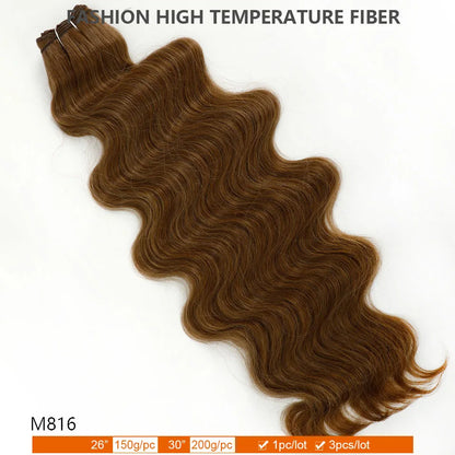 30Inches Ombre Blond T1B/27# 200g Body Wave Brown M816 Piano 27/613 Sliver White 60# Synthetic Hair Weave Bundles Heat Resistant