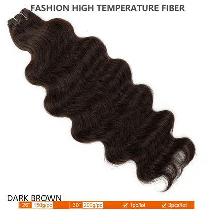 30Inches Ombre Blond T1B/27# 200g Body Wave Brown M816 Piano 27/613 Sliver White 60# Synthetic Hair Weave Bundles Heat Resistant