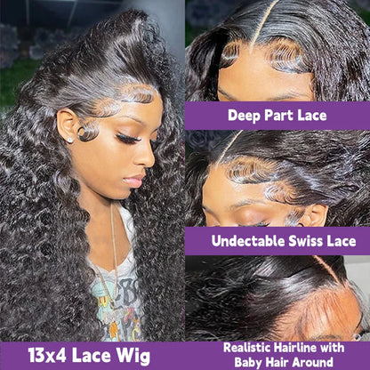 Curly Human Hair Wigs For Women Water Wave Lace Front Wig 13x4 13x6 Lace Frontal Deep Wave Wig 100% Human Hair Hd Lace Wigs