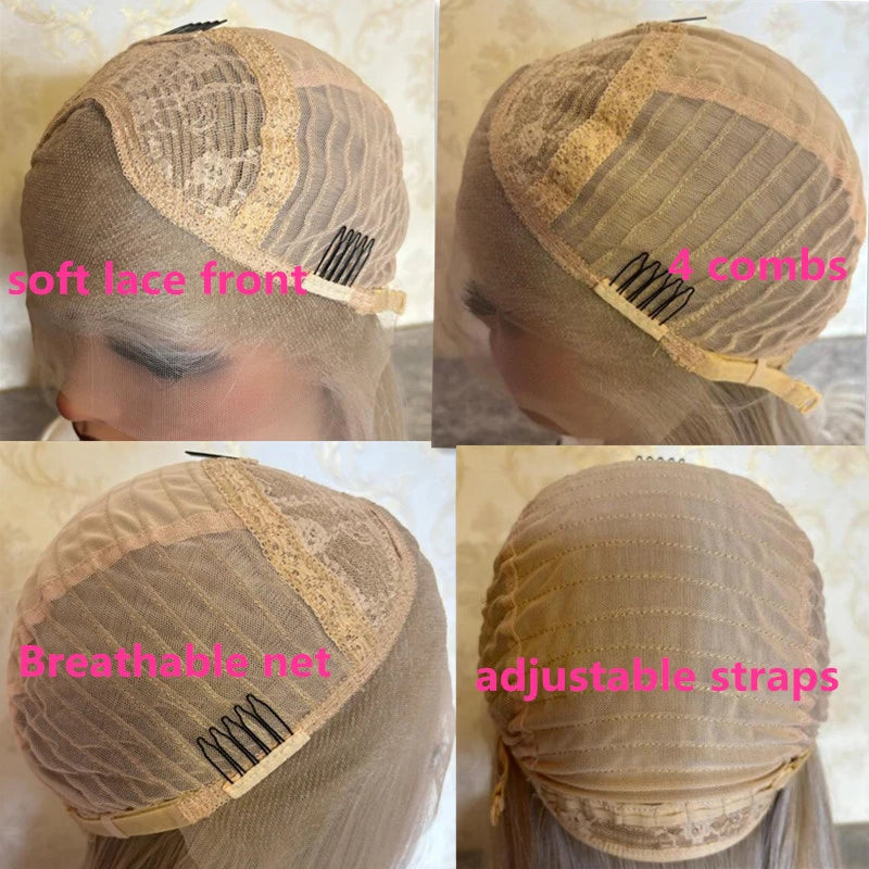 Cosplay Synthetic mixed Human Lace Front Wig Straight Brown Blonde Lace Real Natural Women"S Wig High Quality Wigs for Ladies