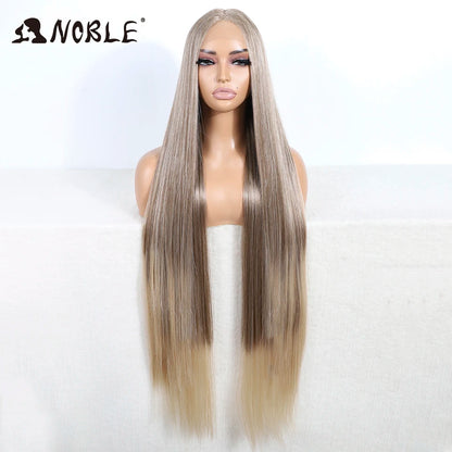 Noble Cosplay Wigs For Black Women Straight Synthetic Lace WIg 38 Inch Ombre Blonde Lace Wig Cosplay Blonde Synthetic Lace Wig