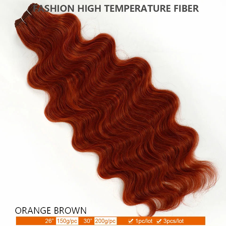 30Inches Ombre Blond T1B/27# 200g Body Wave Brown M816 Piano 27/613 Sliver White 60# Synthetic Hair Weave Bundles Heat Resistant