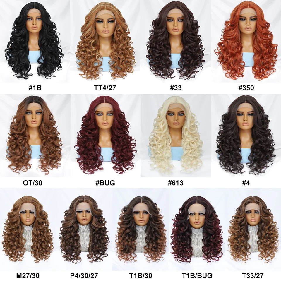 Black Brown Curly Wig Synthetic Lace Front Wigs For Women Blonde Orange Female Lace Wig 13X4X1 Cosplay Hair Daily Use