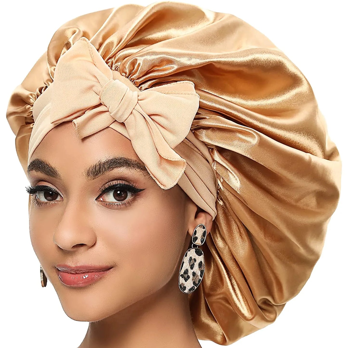 Women Satin Bonnet With Wide Stretch Ties Band Long Tail Bonnet Satin Cheveux Nuit Silk Sleeping Night Cap Bonnets