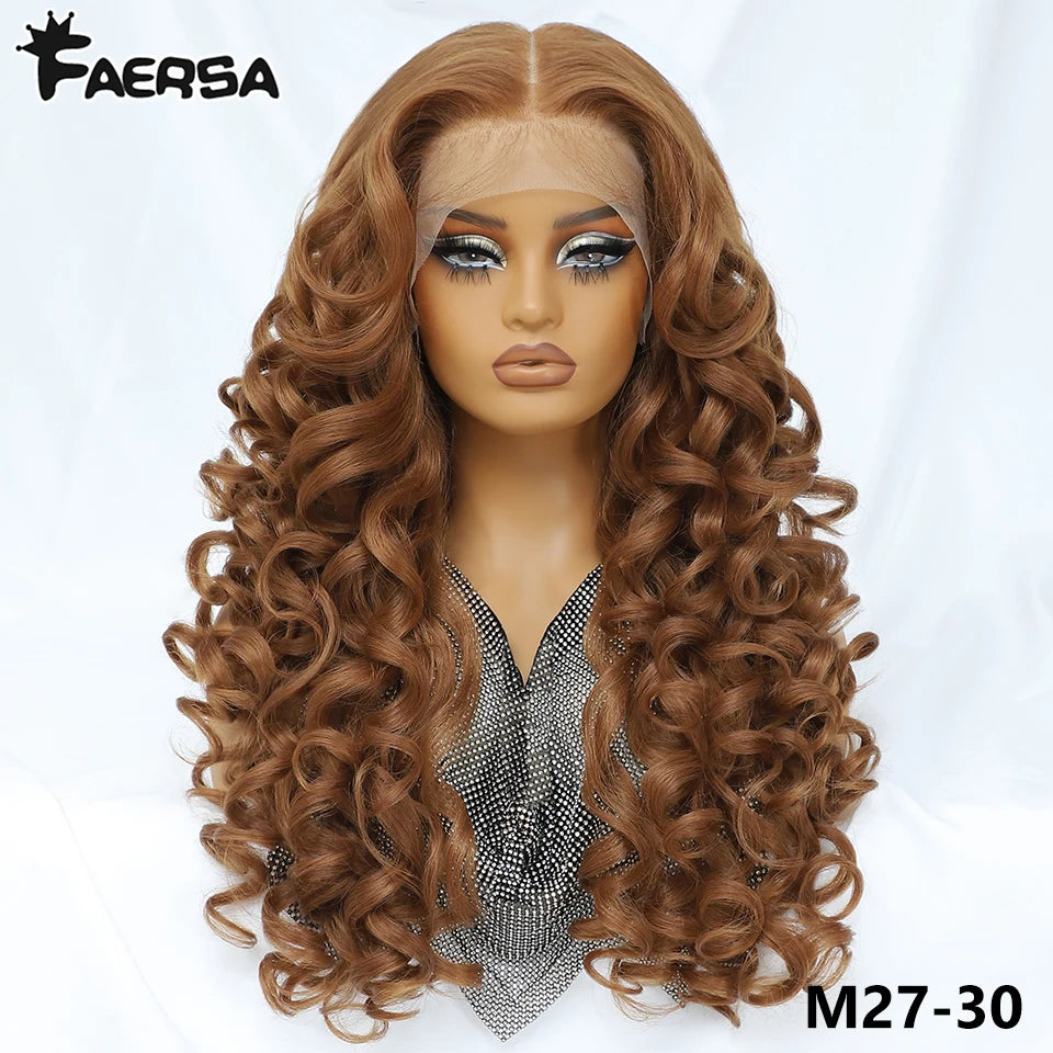 Latisha Synthetic HD Lace Front Wigs Curly Pre Plucked Lace Frontal Wig with Bangs for Women Highlight 13X6 13X5X1 with Babyhair