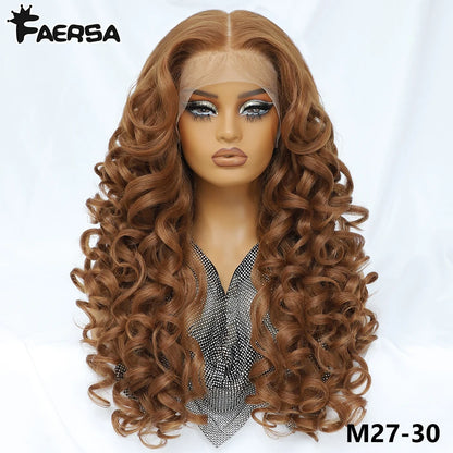 Latisha Synthetic HD Lace Front Wigs Curly Pre Plucked Lace Frontal Wig with Bangs for Women Highlight 13X6 13X5X1 with Babyhair