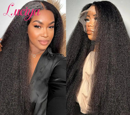 Kinky Straight Human Hair Wigs Ready To Wear 13x4/13x6 HD Lace Front Human Hair Wigs Yaki Frontal Lace Wig 5x5 Lace Closure Wigs