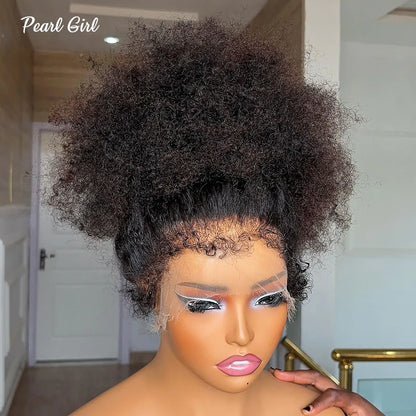 Human Hair Afro Kinky Curly 360 Full Lace Wig Preplucked with Curly Baby Hair 13x6 13x4 HD Transparent Lace Frontal Glueless Wig