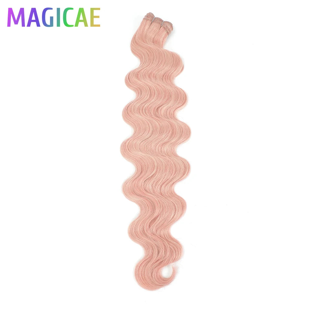 30Inches Ombre Blond T1B/27# 200g Body Wave Brown M816 Piano 27/613 Sliver White 60# Synthetic Hair Weave Bundles Heat Resistant