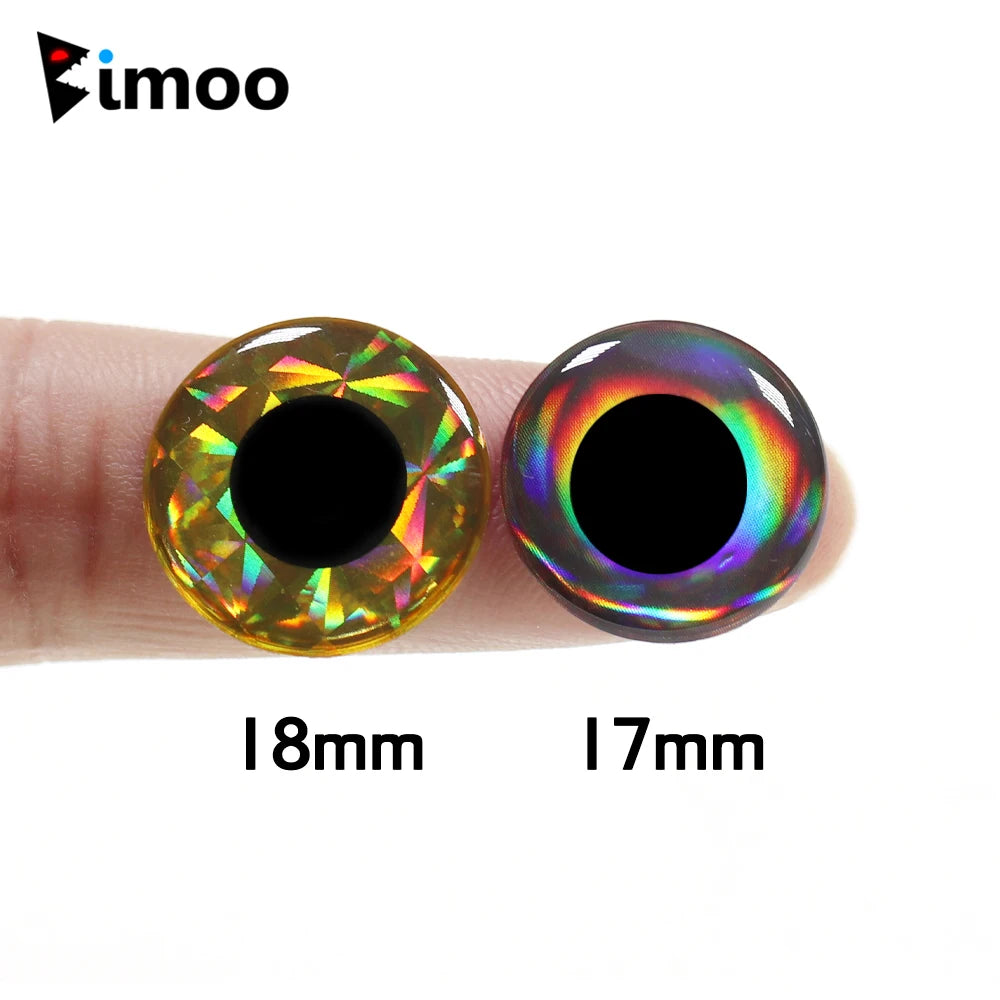 Bimoo 100pcs 3D Holographic Fish Eyes Saltwater Streamer Flies Tying Material Jigs Craft Dolls Eyes Fishing Jig Lure Bait Making