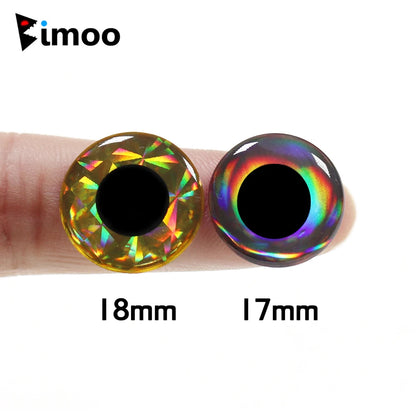 Bimoo 100pcs 3D Holographic Fish Eyes Saltwater Streamer Flies Tying Material Jigs Craft Dolls Eyes Fishing Jig Lure Bait Making