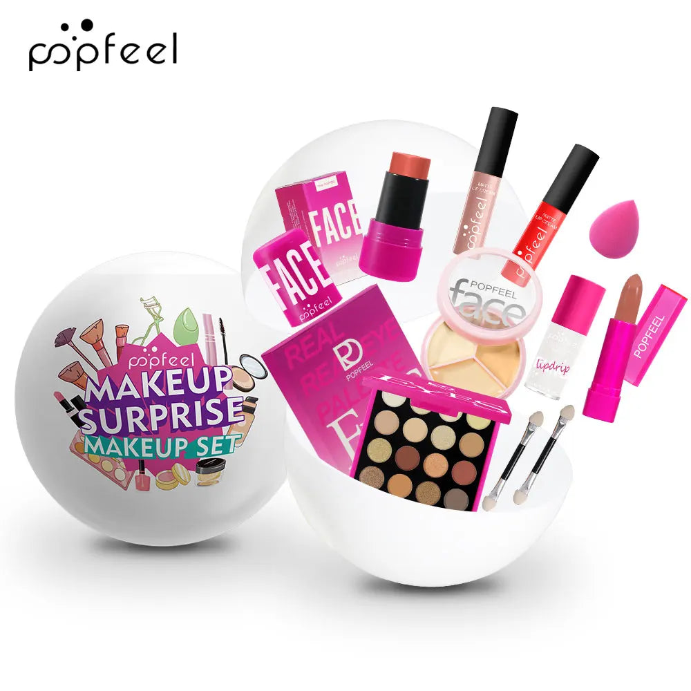 POPFEEL Surprise Makeup Ball Gift Set - Festive Cosmetic Bundle for Special Occasions, Perfect Birthday Surprise Makeup Sphere.
