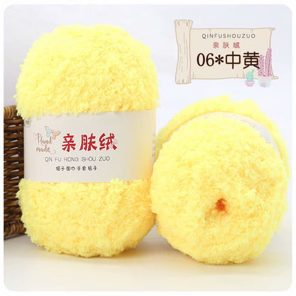 Soft Smooth Yarn Baby Knitting Wool Yarn Thick Yarn Fiber Velvet Yarn Hand Knitting Wool Crochet Yarn for DIY Sweater Cloth