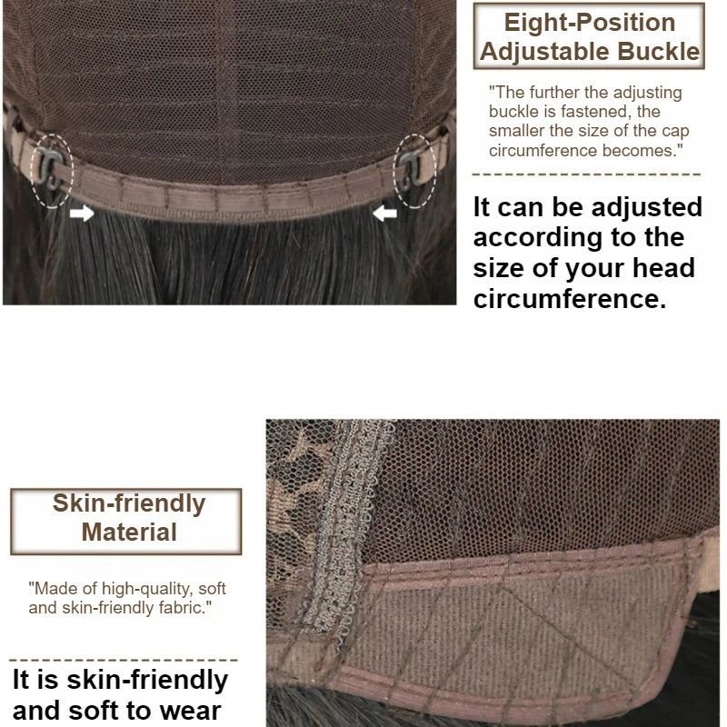 100% Human Hair Short Wig with Bangs Fashionable Women Natural Looking Black Hairpiece Breathable Cap Wig for Daily Wear Cosplay