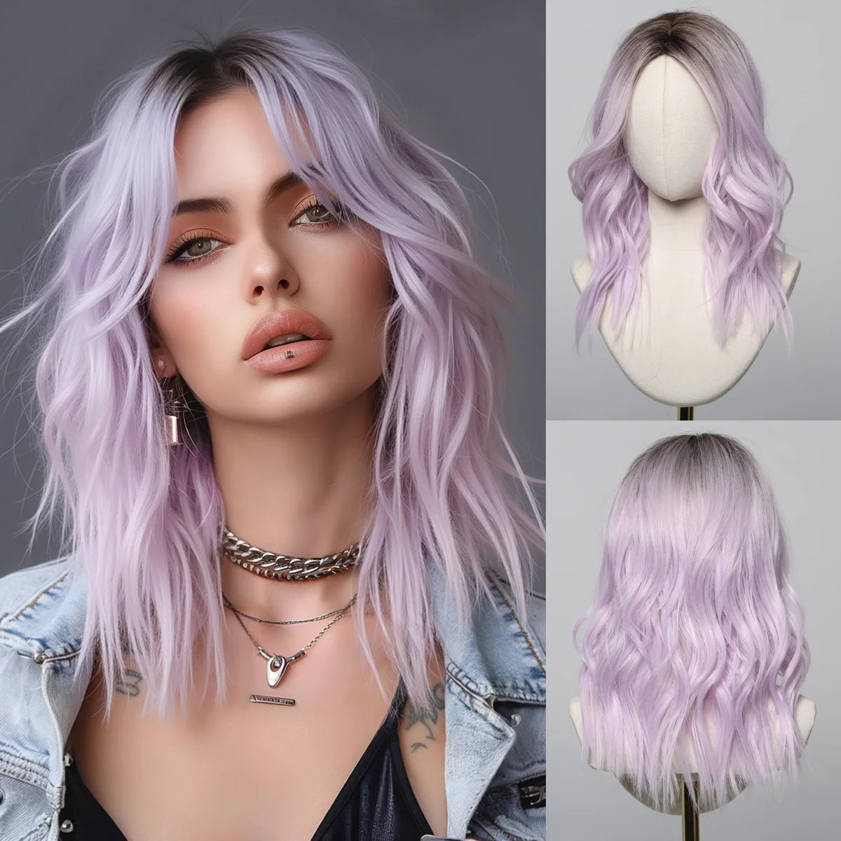 Short Natural Wavy Synthetic Wig 12inch Black Highlight Red Hair Wigs For Women Daily T-part Bob Wig Christmas Party Cosplay Wig