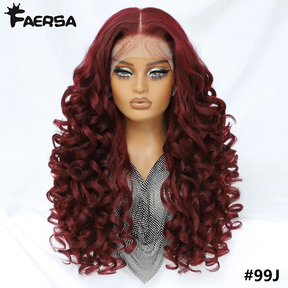 Latisha Synthetic HD Lace Front Wigs Curly Pre Plucked Lace Frontal Wig with Bangs for Women Highlight 13X6 13X5X1 with Babyhair