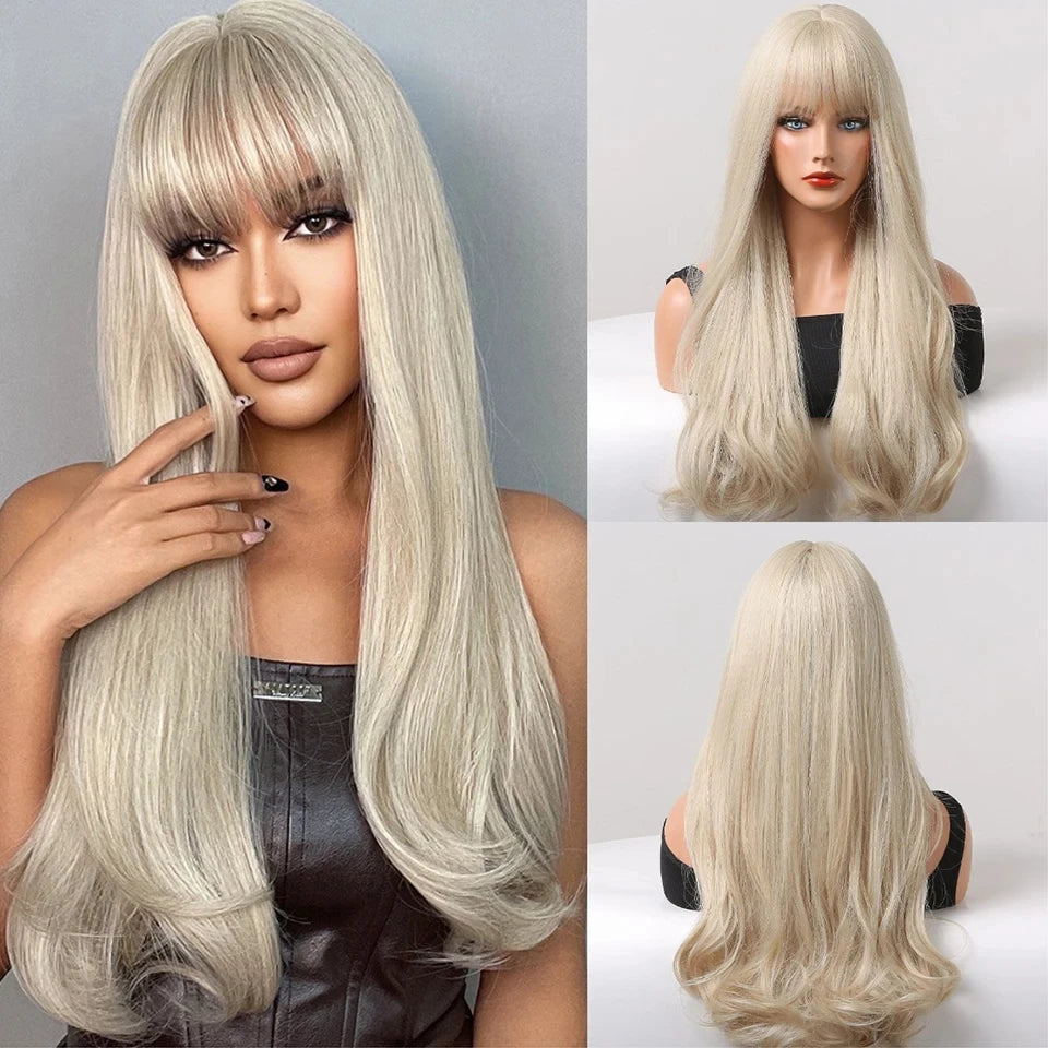 Long Wavy Wave Ombre Black Brown Purple Cosplay Wigs Heat Resistant Synthetic Wigs Middle Part Natural Lolita Wigs For Women