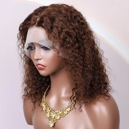 #4 Chocolate Brown Straight Human Hair Wig Chocolate Brown Straight 13x4 Lace Frontal Human Hair Wig  For Women