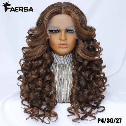 Black Brown Curly Wig Synthetic Lace Front Wigs For Women Blonde Orange Female Lace Wig 13X4X1 Cosplay Hair Daily Use