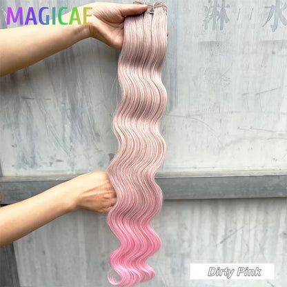 30Inches Ombre Blond T1B/27# 200g Body Wave Brown M816 Piano 27/613 Sliver White 60# Synthetic Hair Weave Bundles Heat Resistant