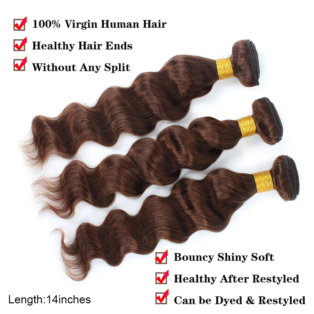 Brown Bundles Human Hair Loose Wave Human Hair 1/3/4 Bundles 100% Unprocessed Brazilian Virgin Hair Loose Deep Hair Extensions