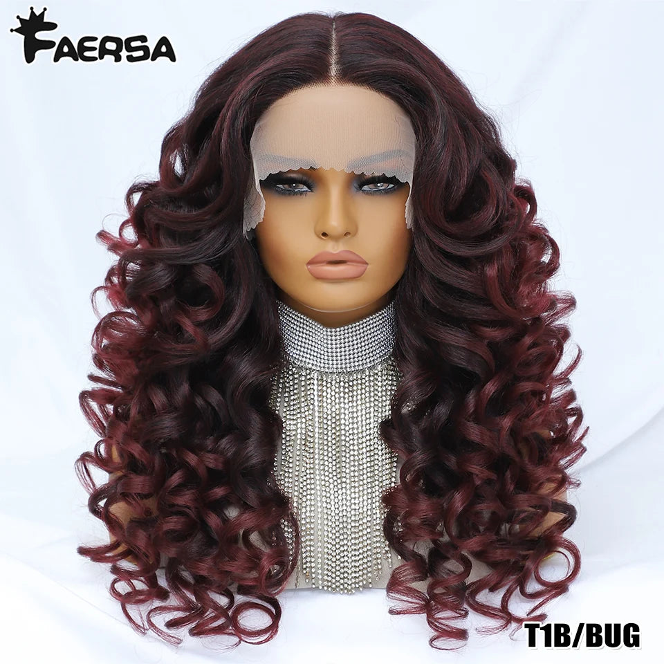 Black Brown Curly Wig Synthetic Lace Front Wigs For Women Blonde Orange Female Lace Wig 13X4X1 Cosplay Hair Daily Use