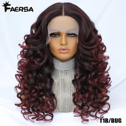 Black Brown Curly Wig Synthetic Lace Front Wigs For Women Blonde Orange Female Lace Wig 13X4X1 Cosplay Hair Daily Use