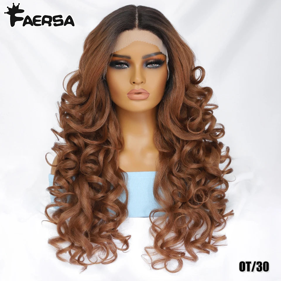 Black Brown Curly Wig Synthetic Lace Front Wigs For Women Blonde Orange Female Lace Wig 13X4X1 Cosplay Hair Daily Use
