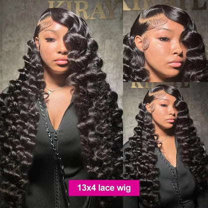 250% 30 40Inch Human Hair 13x6 HD Lace Frontal Wig Brazilian Loose Deep Wave Curly Human Hair 360 Full Lace Front Wig Preplucked