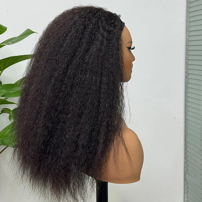 Half Wig Kinky Straight Human Hair Wig Machine Made Wig Human Hair Kinky Straight Human Hair Wig for Black Women