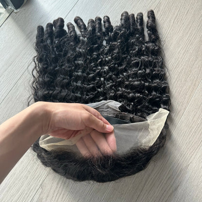 Burmese Curly Human Hair Wig Vietnamese Hair 13X6 Lace Front Wigs Human Hair 200% Density Transparent Lace Front Wig