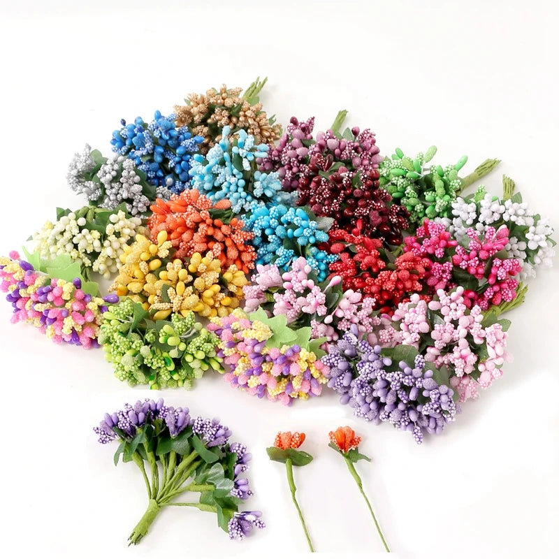 12/36/72/144Pcs Stamens Artificial Flowers Wedding Party Decoration DIY Scrapbooking Garland Craft Gift Fake Flowers Accessories