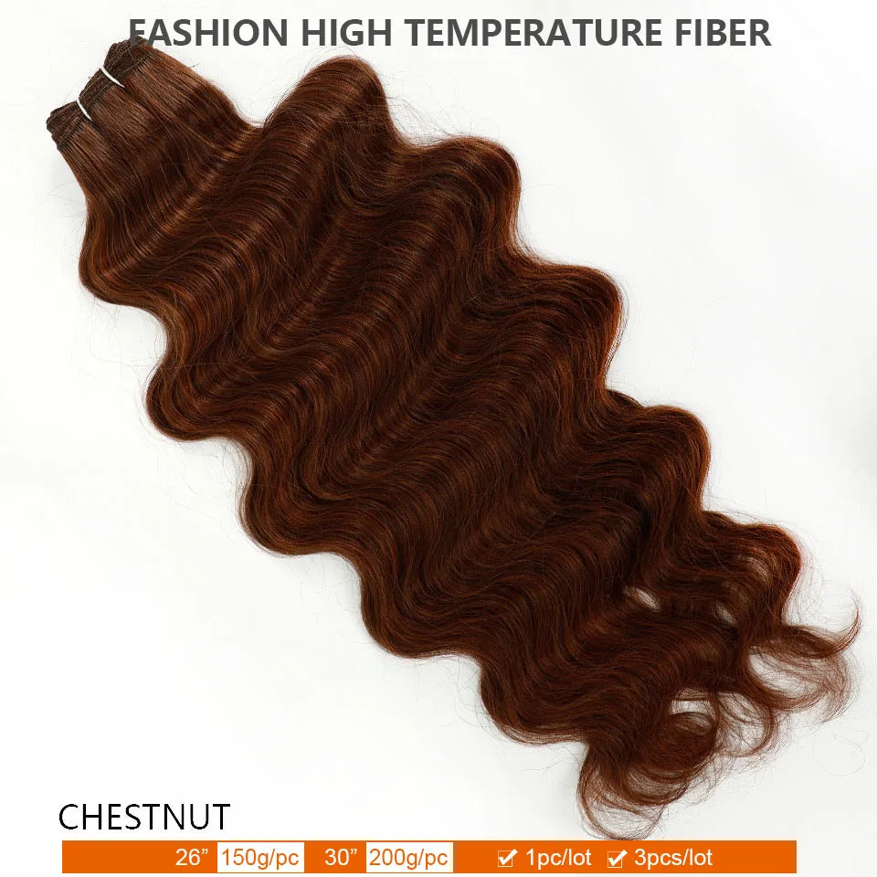 30Inches Ombre Blond T1B/27# 200g Body Wave Brown M816 Piano 27/613 Sliver White 60# Synthetic Hair Weave Bundles Heat Resistant