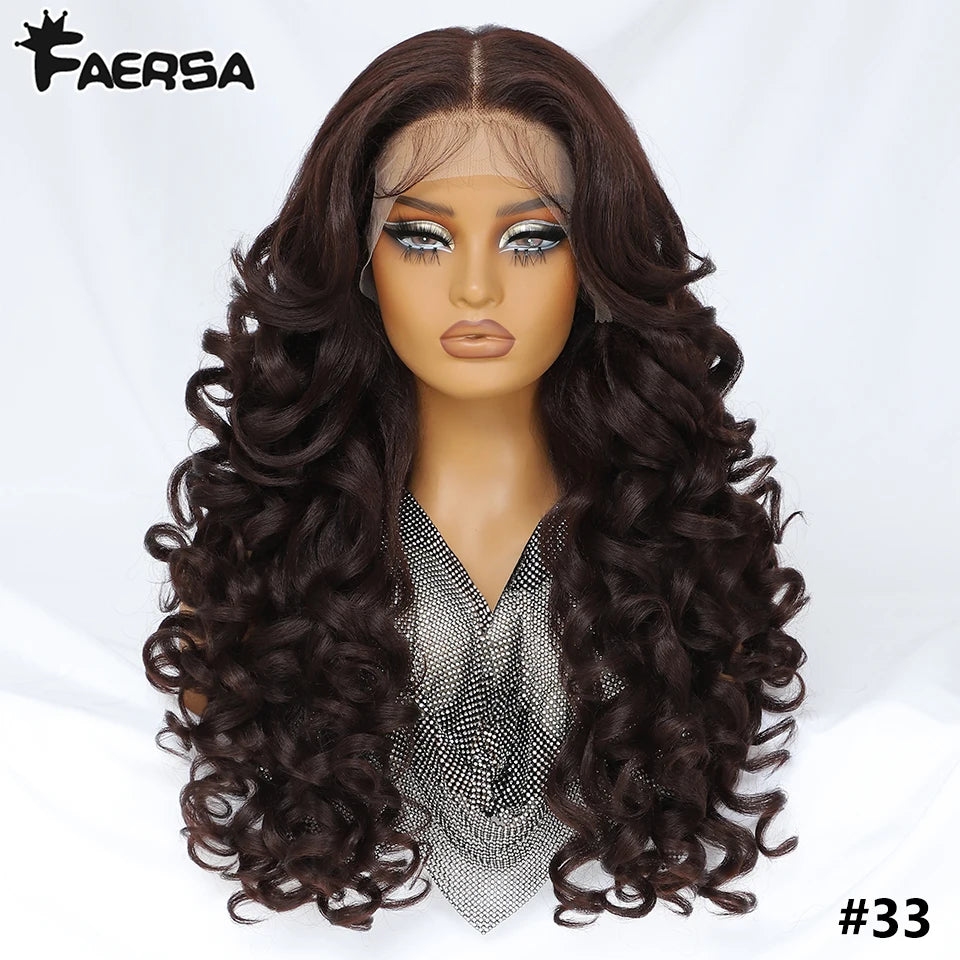 Latisha Synthetic HD Lace Front Wigs Curly Pre Plucked Lace Frontal Wig with Bangs for Women Highlight 13X6 13X5X1 with Babyhair