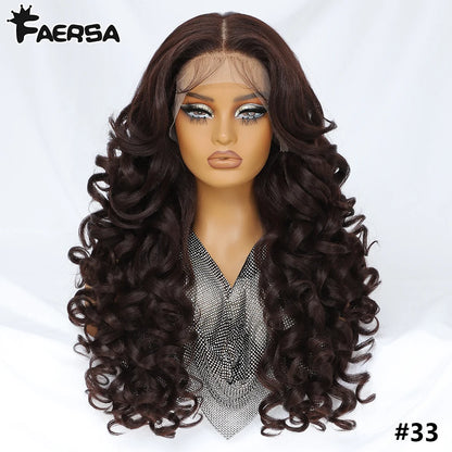 Latisha Synthetic HD Lace Front Wigs Curly Pre Plucked Lace Frontal Wig with Bangs for Women Highlight 13X6 13X5X1 with Babyhair
