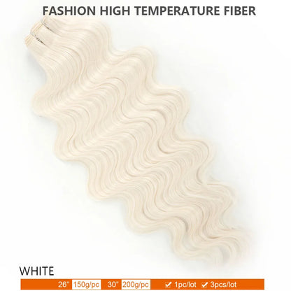 30Inches Ombre Blond T1B/27# 200g Body Wave Brown M816 Piano 27/613 Sliver White 60# Synthetic Hair Weave Bundles Heat Resistant