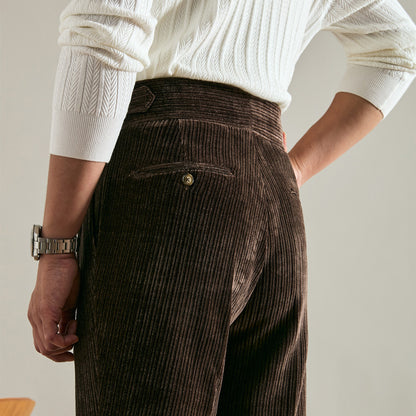 Vintage Corduroy Pants Men's Double Pleats